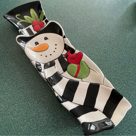 Fitz And Floyd Snowman Elongated Serving Tray - Picture 4 of 9